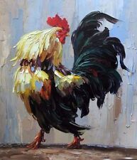 Pintura a óleo animal aves galo galo canticleer lona pintada à mão, usado comprar usado  Enviando para Brazil