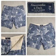 Shorts masculino Abercrombie & Fitch tamanho 34 azul folha de palmeira frente plana vibração havaiana comprar usado  Enviando para Brazil
