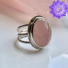 Anel de prata esterlina 925 com pedra preciosa de quartzo rosa feito à mão para presente, usado comprar usado  Enviando para Brazil