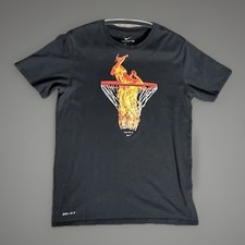 Camiseta de basquete Nike Flaming Hoop Heat masculina média Dri-FIT preta manga curta comprar usado  Enviando para Brazil