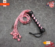 Flagger de couro de vaca Cat-O-Nine Tails com chicote resistente de 9 nós preto e rosa comprar usado  Enviando para Brazil