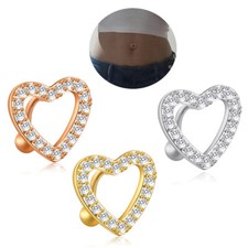 Anéis de botão joias CZ barra umbigo anel barra invertida piercing na barriga coração comprar usado  Enviando para Brazil