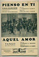 Partituras Partitura, Pienso en Ti, vals canción/Aquel Amor, tango romance 1936 comprar usado  Enviando para Brazil