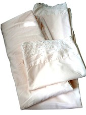 Conjunto completo de lençóis vintage com acabamento de borda de ilhós leve pêssego pastel chique chique comprar usado  Enviando para Brazil