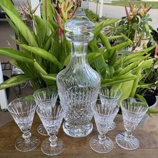 Antigo Conjunto de Decantadores de Licor Waterford Crystal Tramore 13" e 6 Copos de Xerez * Extra Grande! comprar usado  Enviando para Brazil