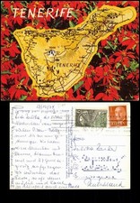 Postales .Teneriffa Canary Island TENERIFE Landkarte Map 1974, usado comprar usado  Enviando para Brazil