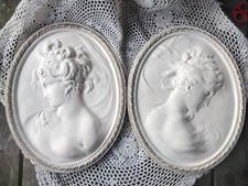 conjunto de dois vintage de decoração de arte de parede silhueta cameo comprar usado  Enviando para Brazil