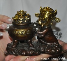 Estátua de plutus 5" antiga China bronze dourado riqueza dinheiro deus da riqueza comprar usado  Enviando para Brazil