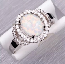 Usado, Lindo anel halo opala fogo branco CZ tamanho 10 comprar usado  Enviando para Brazil