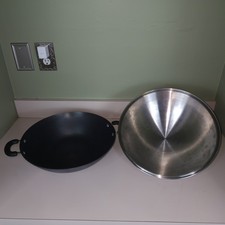 Frigideira CIRCULON Wok 14" com tampa antiaderente anodizada dura usada uma vez comprar usado  Enviando para Brazil