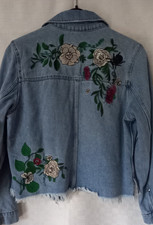Jeansjacke fransen applikation gebraucht kaufen  Leipzig
