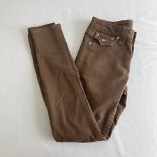 Pantalones de mezclilla True Religion para mujer talla 27 marrón brillo recubiertos de cera Halley segunda mano  Embacar hacia Argentina