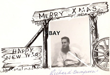 Usado, Cartão fotográfico vintage original Feliz Natal Feliz Ano Novo Barba Richard Simpson BW comprar usado  Enviando para Brazil