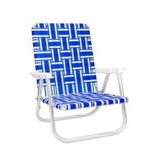 Usado, Cadeira de gramado de praia listrada azul + branca de alumínio feita nos EUA comprar usado  Enviando para Brazil