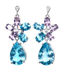 10 X 15 mm. Brincos de prata esterlina 925 topázio ametista cúbica zircônia azul celeste comprar usado  Enviando para Brazil