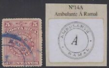 COSTA RICA 1892 RAILROAD TPO Sc 37 AZUL "AMBULANTE A RAMAL" #14A CANCELAR RARO comprar usado  Enviando para Brazil