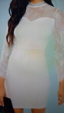 Vestido feminino tamanho L branco namorada com renda na manga comprimento do joelho novo comprar usado  Enviando para Brazil