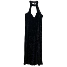 Vestido midi vintage Nadine preto veludo esmagado colarinho gaiola sem mangas, usado comprar usado  Enviando para Brazil