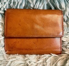 Carteira Tripla Vintage LODIS ONYX Couro Marrom Macio Desgastado com Estojo para Cartão Pequeno comprar usado  Enviando para Brazil