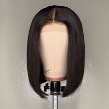 100% CABELO HUMANO PRÉ-ARRANCADO TRANSPARENTE RENDA SEDOSO LISO BOB CABELO CURTO 10” comprar usado  Enviando para Brazil