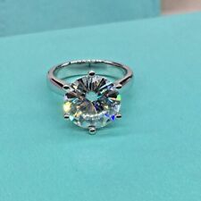 Anel de noivado solitário de moissanita corte redondo 4 quilates ouro branco 14K sólido comprar usado  Enviando para Brazil