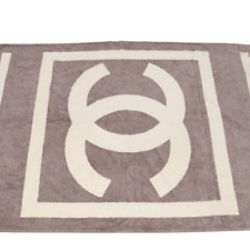 Toalha de praia CHANEL Coco Mark Sport Line grande algodão bege branco comprar usado  Enviando para Brazil