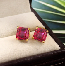 Usado, Brincos de rubi vermelho Moçambique rubi asscher brinco de pedra preciosa presente para ela comprar usado  Enviando para Brazil