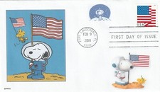 SNOOPY PATRIOTIC NASA ASTRONAUT MOON WOODSTOCK FDC- DWc comprar usado  Enviando para Brazil