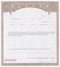 Blank certificate origin for sale  Bumpass