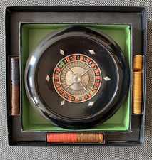 RODA DE ROLETA VINTAGE com fichas de pôquer para jogos de baquelite e feltro ANTIGAS  comprar usado  Enviando para Brazil