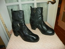 Botas de tornozelo femininas Zodiac cavalete tamanho 9 couro preto salto robusto  comprar usado  Enviando para Brazil