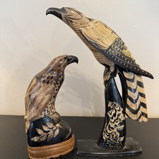 Par de esculturas esculpidas à mão de chifre de búfalo pássaro águia 12,5" e 9" de altura arte popular, usado comprar usado  Enviando para Brazil