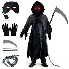 Fantasia infantil Grim Reaper Death fantasia roupa de Halloween meninos meninas comprar usado  Enviando para Brazil