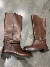 Usado, Botas de equitação femininas designer treinador rubi cavalo e carruagem carro alto 8 alto marrom comprar usado  Enviando para Brazil