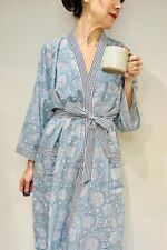 Roupão longo de algodão floral azul céu indiano quimono roupa de dormir roupa de noite quimono roupões comprar usado  Enviando para Brazil