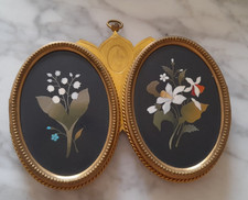 double medaillon porte photos marqueterie pierres dures italienne XIX em nap 3 d'occasion  Narbonne