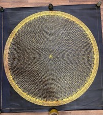 Pintura al óleo rara grande vintage pintada a mano Buda tibetano Om mandala Thangka 1 segunda mano  Embacar hacia Mexico