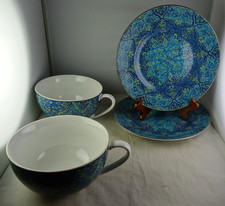 222 Fifth Eva azul opulento - 2 pratos de salada + 2 xícaras com cabo jumbo comprar usado  Enviando para Brazil