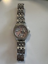Relógio feminino Fossil mostrador rosa moldura de cristal multifuncional aço inoxidável , usado comprar usado  Enviando para Brazil