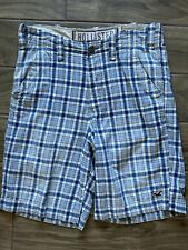 Bermuda Hollister masculina tamanho 32 azul, creme e branco xadrez botão mosca comprar usado  Enviando para Brazil