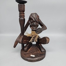 Suporte de vela figura barra estátua estátua tribal tiki primitiva esculpida à mão em madeira comprar usado  Enviando para Brazil