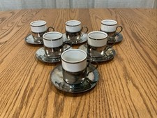 Xícara de café expresso e pires folheados a prata Veracruz porcelana Demitasse Wolff conjunto com 6 comprar usado  Enviando para Brazil