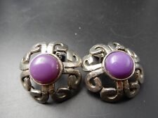 Usado, Boucles d'oreilles clips 1980s' vintage argenté & Résine Voilette Orena 3 cm comprar usado  Enviando para Brazil