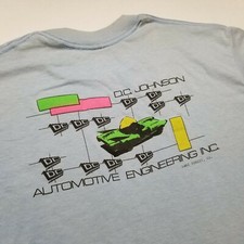 Camiseta masculina vintage DC Johnson engenharia automotiva GG carro Wright EUA 80s U98 comprar usado  Enviando para Brazil