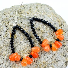 61.00 Cts Natural minado Preto Espinélio & Brincos grânulos de Cornalina Laranja comprar usado  Enviando para Brazil