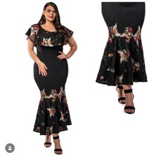 Vestido de noite Elana D2753 bordado floral elegante gravata preta G grande comprar usado  Enviando para Brazil