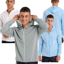  Camiseta masculina UPF 50+ proteção solar UV com capuz manga longa pesca ao ar livre comprar usado  Enviando para Brazil