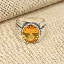Lindo anel masculino de prata esterlina 925 com pedra preciosa citrina feito à mão todos os tamanhos 110 comprar usado  Enviando para Brazil