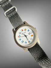 Relógio Del Mar 34mm bandeiras náuticas tom prata data mostrador redondo nova bateria suíça comprar usado Relógio Del Mar 34mm bandeiras náuticas tom prata data mostrador redondo nova bateria suíça comprar usado  Enviando para Brazil