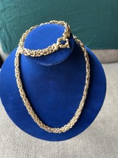 Colar e pulseira bizantina italiana Utc 925 prata esterlina ouro Vermeil 50g comprar usado  Enviando para Brazil